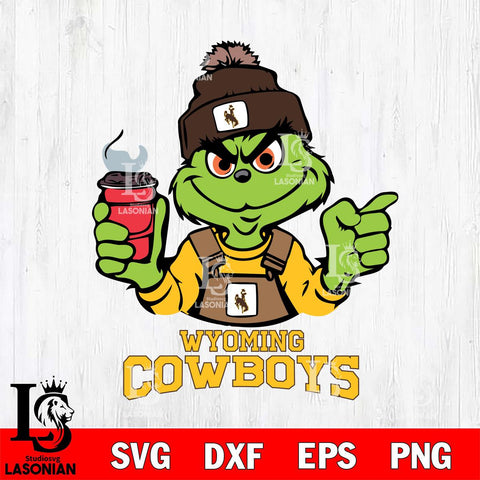 Wyoming Cowboys Grinch with coffee Svg Eps Dxf Png File, Digital Download, Instant Download