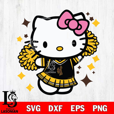 Wyoming Cowboys Hello Kitty Cheerleader 4 Svg Eps Dxf Png File, Digital Download, Instant Download