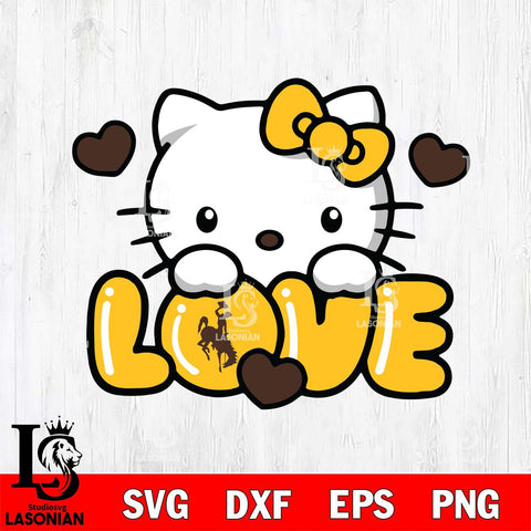 Wyoming Cowboys Hello Kitty Love Svg Eps Dxf Png File, Digital Download, Instant Download