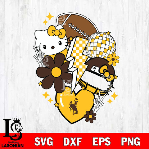 Wyoming Cowboys Hello Kitty NCAA 2 Svg Eps Dxf Png File, Digital Download, Instant Download