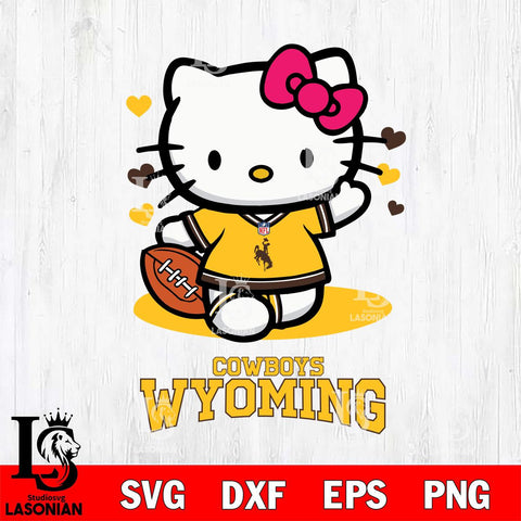 Wyoming Cowboys Hello Kitty NCAA 3 Svg Eps Dxf Png File, Digital Download, Instant Download