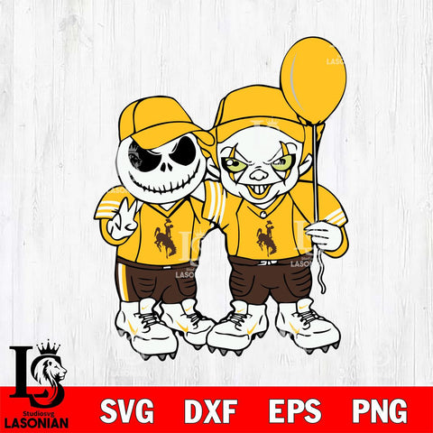 Wyoming Cowboys Jack Skellington And Pennywise Football Svg Eps Dxf Png File, NCAA svg, Digital Download, Instant Download