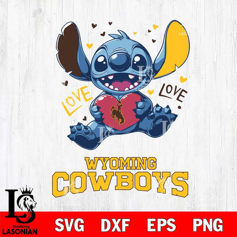 Wyoming Cowboys Love Stitch, Svg Eps Dxf Png File, Digital Download