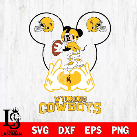 Wyoming Cowboys Mickey Heart Rugby Svg Eps Dxf Png File, Digital Download ,Instant Download, Cricut File