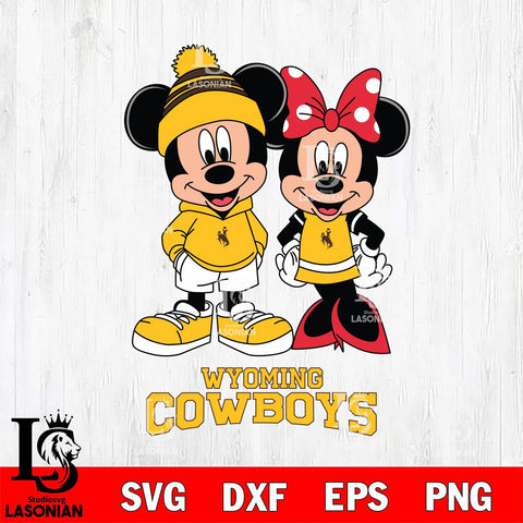 Wyoming Cowboys Mickey Minnie Mouse Cute Football Svg Eps Dxf Png File, NCAA svg , File Cut , Digital Download , Instant Download, Cut Svg Files