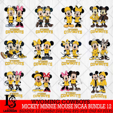 Wyoming Cowboys Mickey Minnie Mouse NCAA Bundle 12 Svg Eps Dxf Png File, Bundle NCAA svg , File Cut , Digital Download , Instant Download, Cut Svg Files