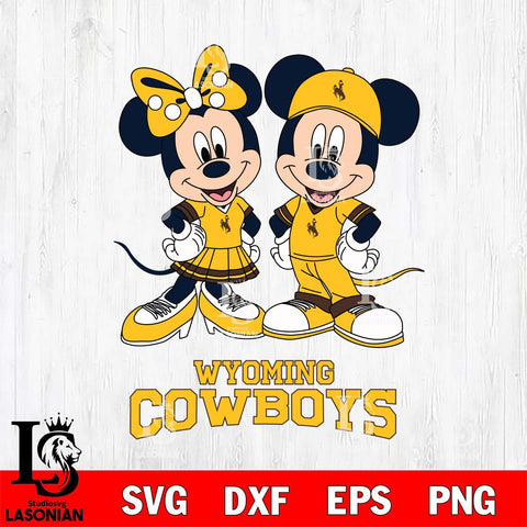 Wyoming Cowboys Mickey Minnie Mouse rugby ball Svg Eps Dxf Png File, NCAA svg , File Cut , Digital Download , Instant Download, Cut Svg Files