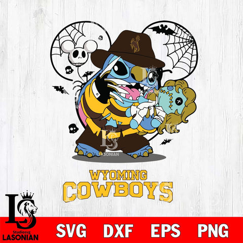 Wyoming Cowboys Stitch Freddy Krueger Halloween Svg Eps Dxf Png File, Digital Download, Instant Download