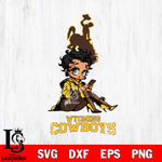 Wyoming Cowboys Style Black Fan Girl Betty Boop, Svg Eps Dxf Png File, Digital Download