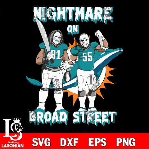 Miami Dolphins Billy and Jason Voorhees nightmare on broad street svg eps dxf png file, Digital Download , Instant Download