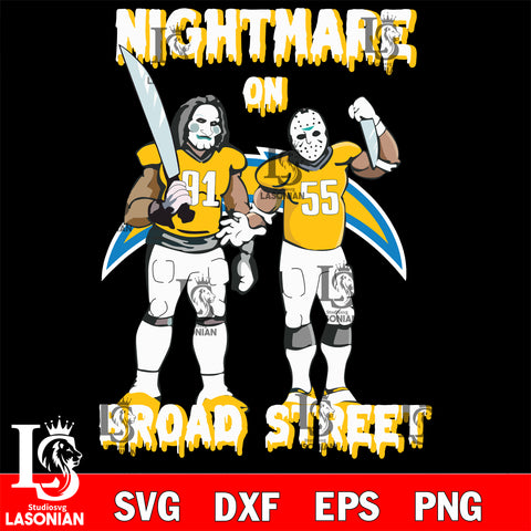 Los Angeles Chargers Billy and Jason Voorhees nightmare on broad street svg eps dxf png file, Digital Download , Instant Download