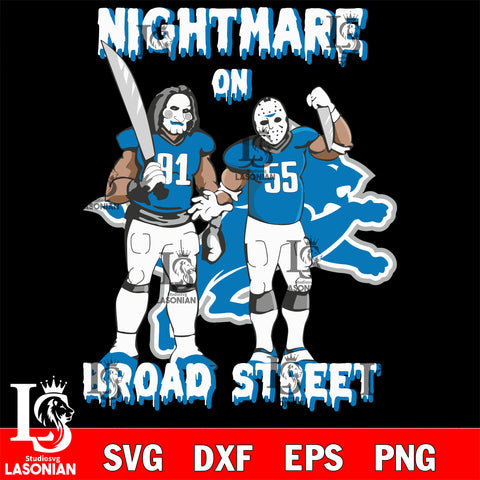 Detroit Lions Billy and Jason Voorhees nightmare on broad street svg eps dxf png file, Digital Download , Instant Download