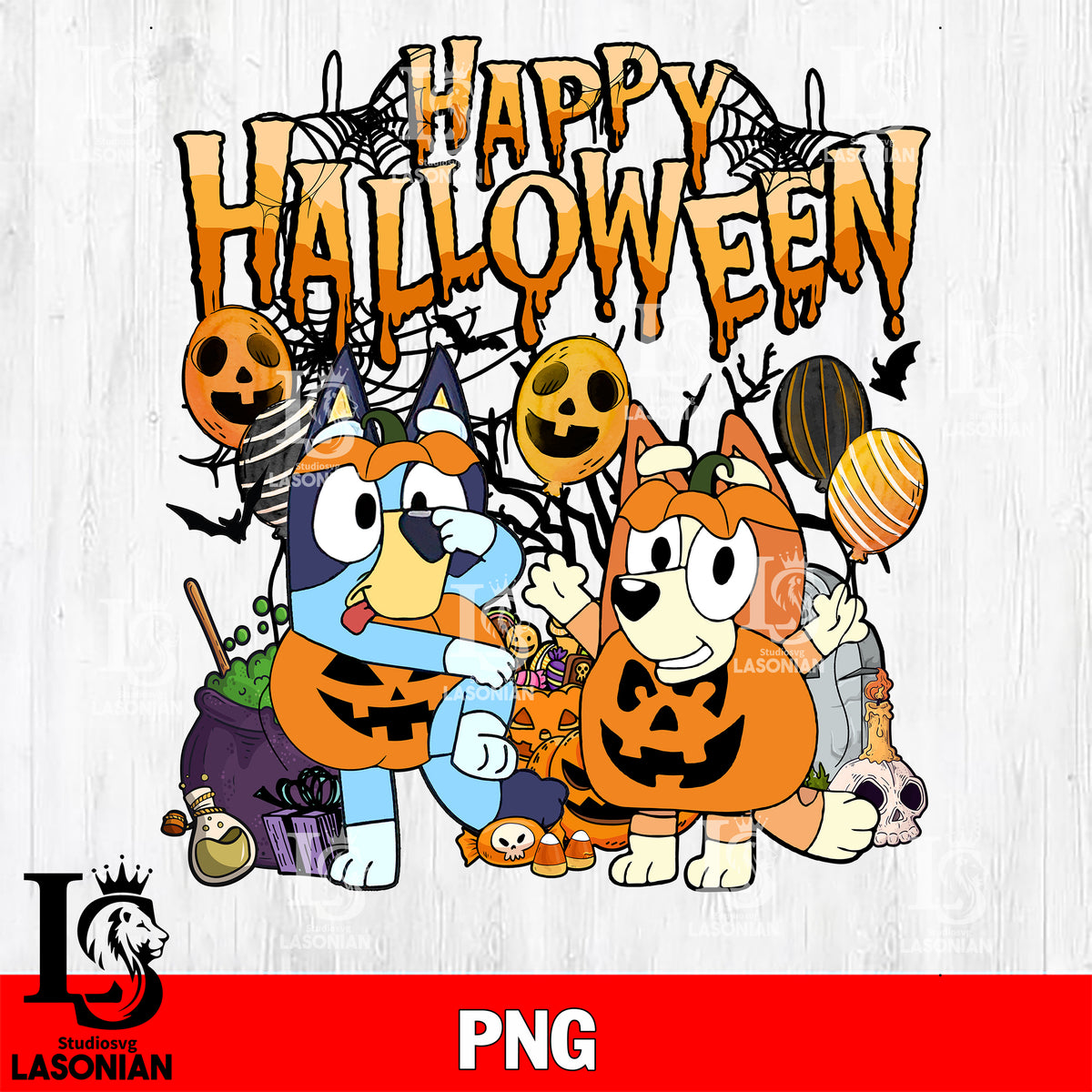 Bluey Bingo Happy Halloween , Bluey halloween png file, Digital Downlo ...