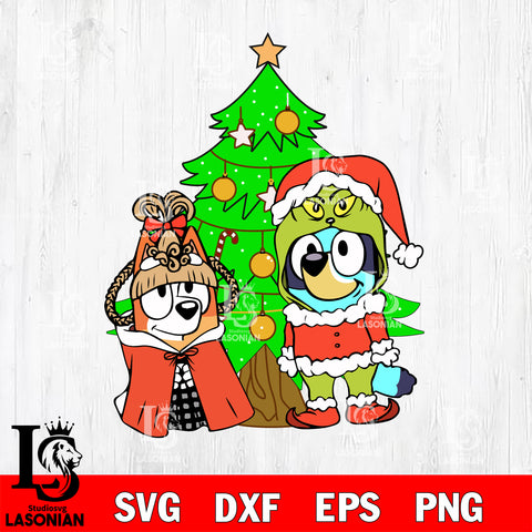 Bluey and Bingo Family Merry Christmas svg dxf eps png file , Digital Download , Instant Download