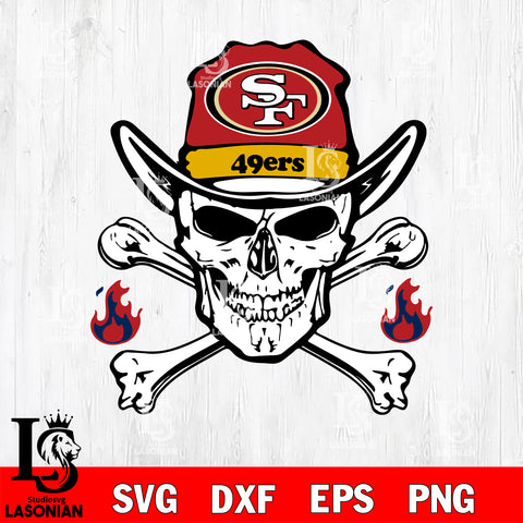 Skull fire San Francisco 49ers svg eps dxf png file, digital download , Instant Download