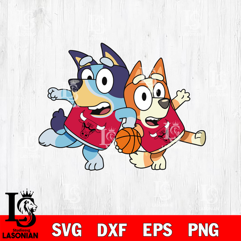 BLUEY CHICAGO BULLS svg eps dxf png file, Digital Download, Instant Download