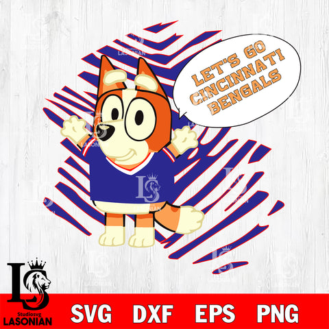 Let's go Cincinnati Bengals Chilli Heeler bluey svg eps dxf png file, Digital Download , Instant Download