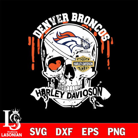 Skull Denver Broncos Harley davidson svg eps dxf png file, digital download , Instant Download