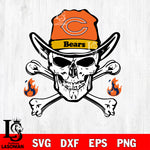 Skull fire Chicago Bears svg eps dxf png file, digital download , Instant Download