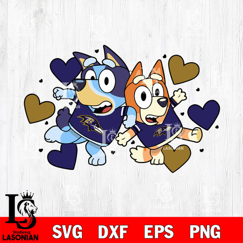 bluey Baltimore Ravens svg eps dxf png file, digital download , Instant Download