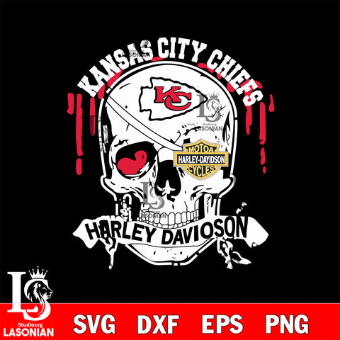 Skull Kansas City Chiefs Harley davidson svg eps dxf png file, digital download , Instant Download