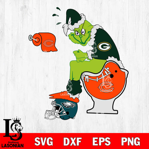 Grinch Football Theme Toilet SVG , NFL svg,eps,dxf,png file, digital download