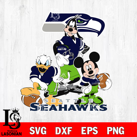 Seattle Seahawks Mickey Mouse And Friends svg, NFL svg eps dxf png file, Digital Download , Instant Download