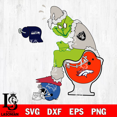 Grinch Football Theme Toilet SVG , NFL svg,eps,dxf,png file, digital download