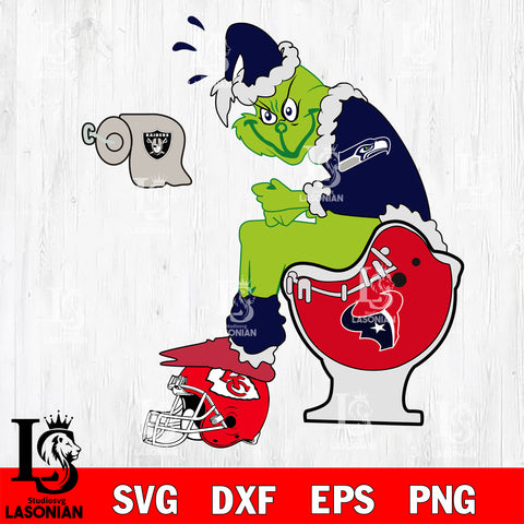 Grinch Football Theme Toilet SVG , NFL svg,eps,dxf,png file, digital download