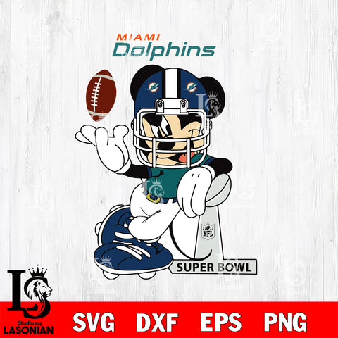 Miami Dolphins Mickey Mouse And Friends svg, NFL svg eps dxf png file, Digital Download , Instant Download