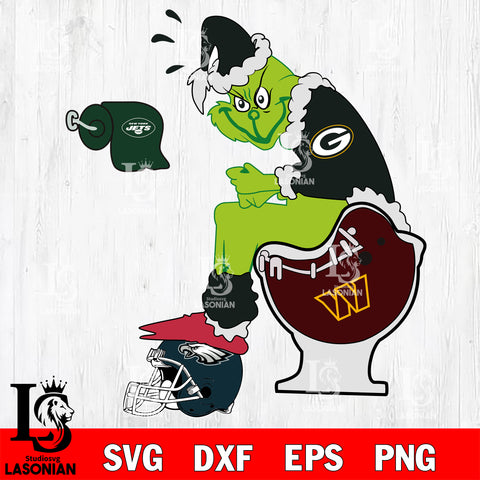 Grinch Football Theme Toilet SVG , NFL svg,eps,dxf,png file, digital download