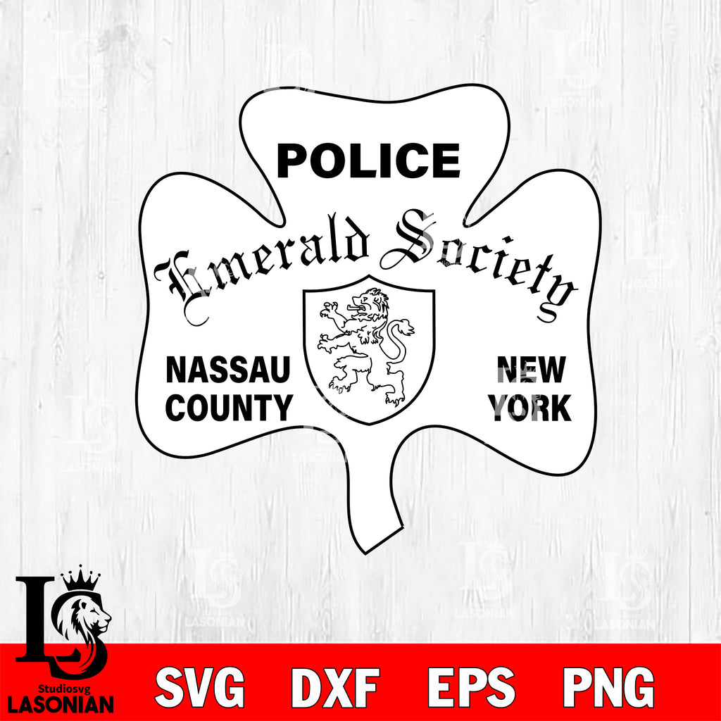 Emerald Society Nassau County badge, New York police svg eps png dxf f ...