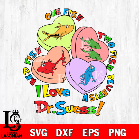 one fish two fish red fish blue fish Svg Dxf Eps Png file