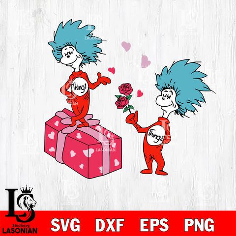 Thing 1 Thing 2 , Dr Seuss Valentine Svg , Dxf, Eps ,png File, Digital 