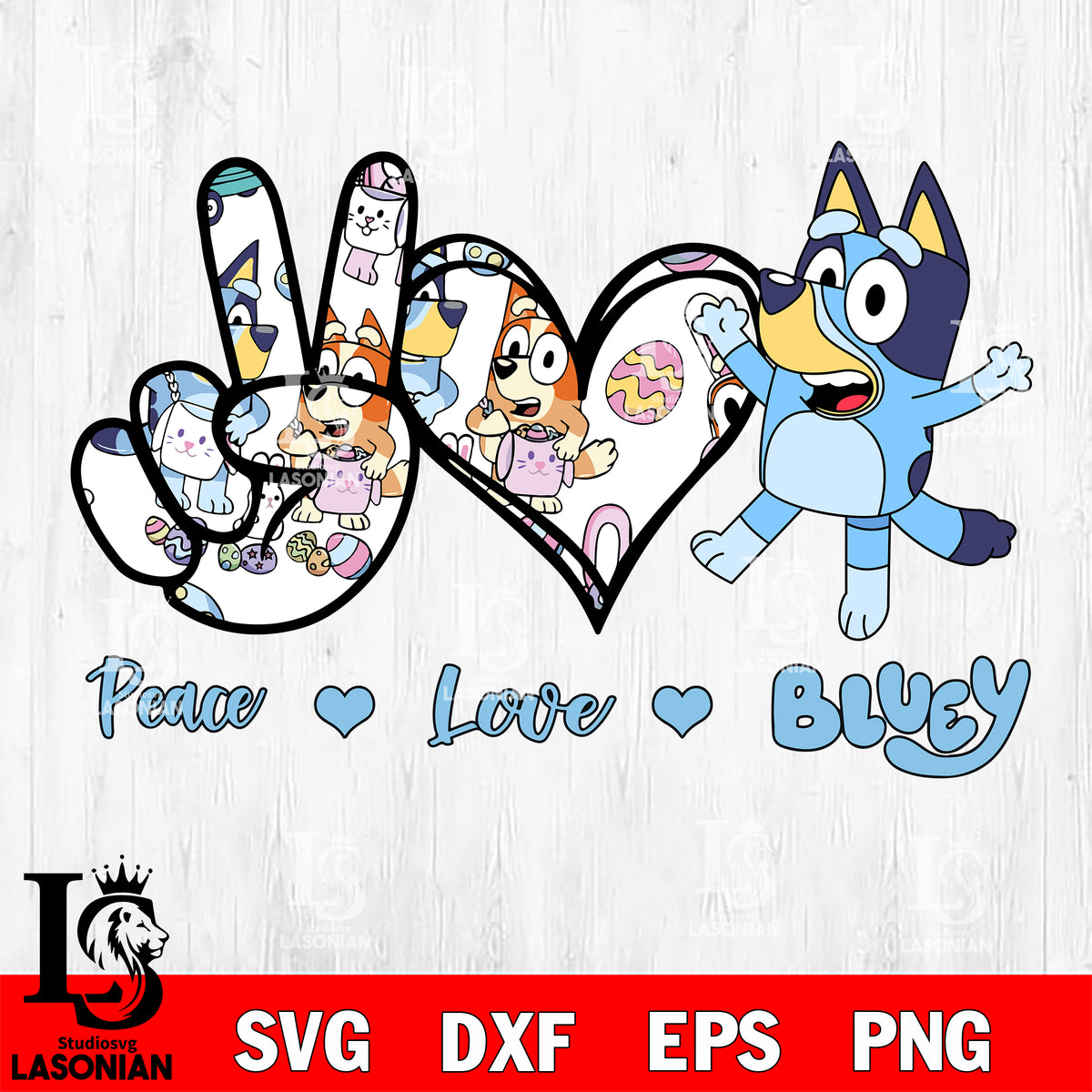 Peace love bluey svg dxf eps png file , digital download – lasoniansvg