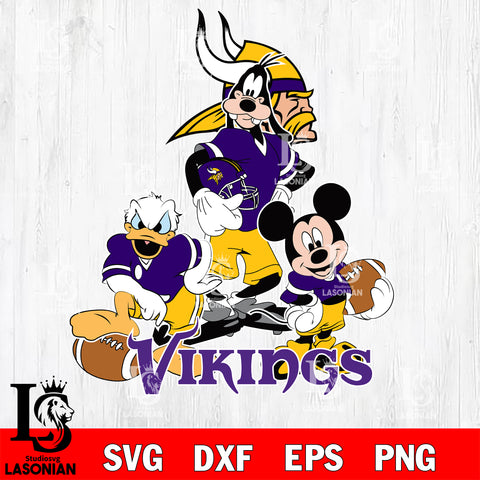 Minnesota Vikings Mickey Mouse And Friends svg, NFL svg eps dxf png file, Digital Download , Instant Download