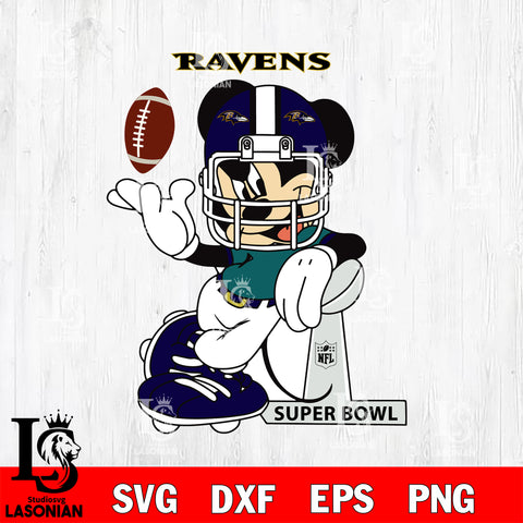 Baltimore Ravens Mickey Mouse And Friends svg, NFL svg eps dxf png file, Digital Download , Instant Download