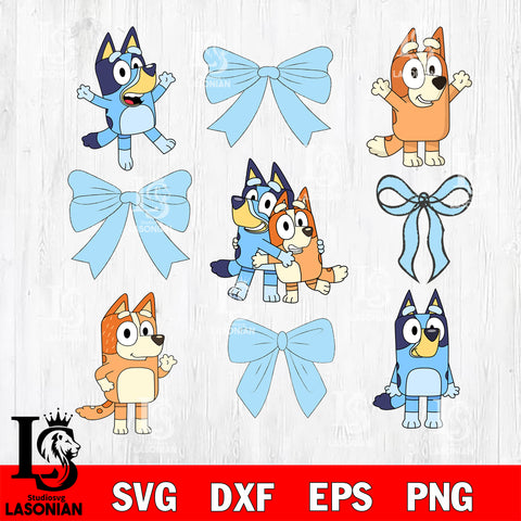 Bluey bundle svg , blue dog png, bluey bow tie Svg eps dxf png file, Digital Download, Instant Download