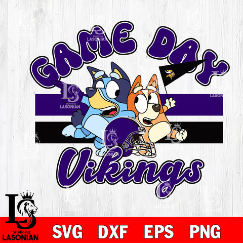 Game day Minnesota Vikings bluey svg eps dxf png file, Digital Download , Instant Download