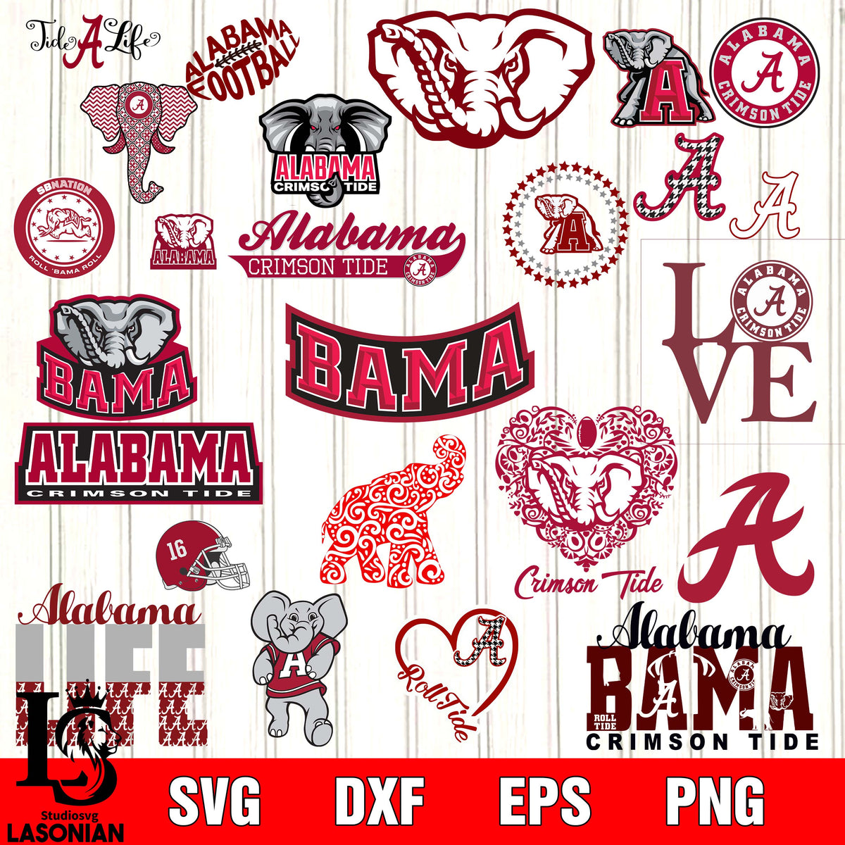 Bundle Logo Alabama Crimson Tide 2 svg eps dxf png file , Bundle NCAA ...