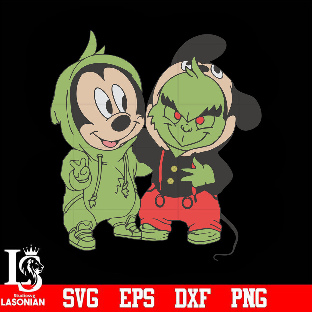 Mickey and Grinch SVG PNG, Baby Grinch Mickey Mouse Svg