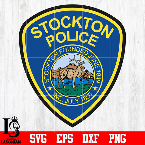 Badge Police Stockton found june 1849 svg eps dxf png file