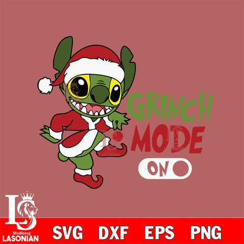 Christmas Stitch Grinch Mode On svg eps dxf png file, digital download