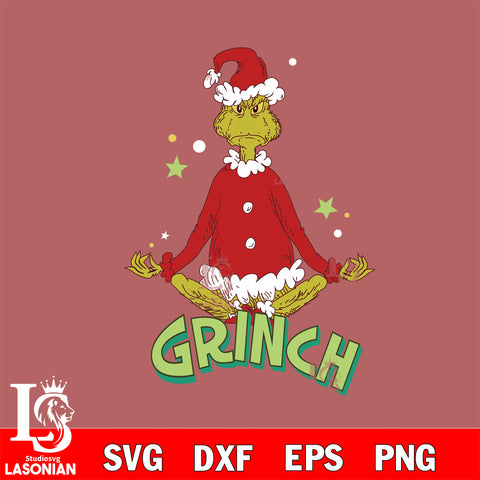 Grinch Yoga ,Merry Happy Christmas Santa svg eps dxf png file, digital download