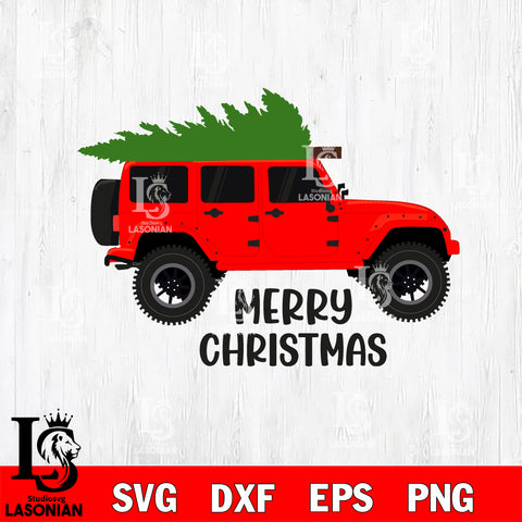 Jeep merry christmas svg eps dxf png file, digital download