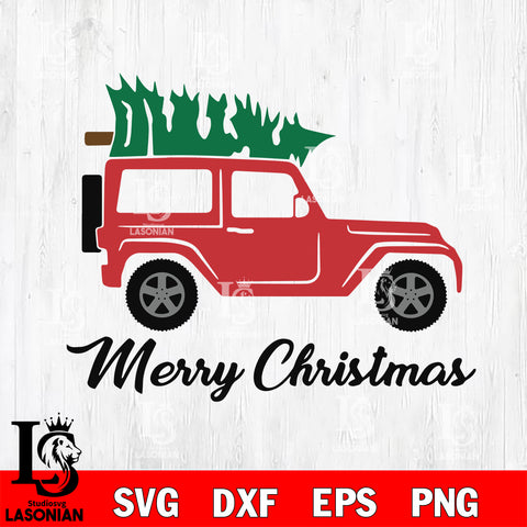 jeep merry christmas svg eps dxf png file, digital download