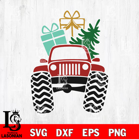 jeep merry christmas svg eps dxf png file, digital download