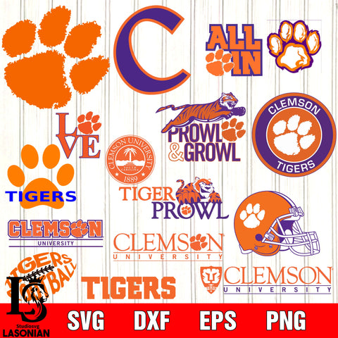 Bundle Logo Clemson Tigers 3 football svg eps dxf png file