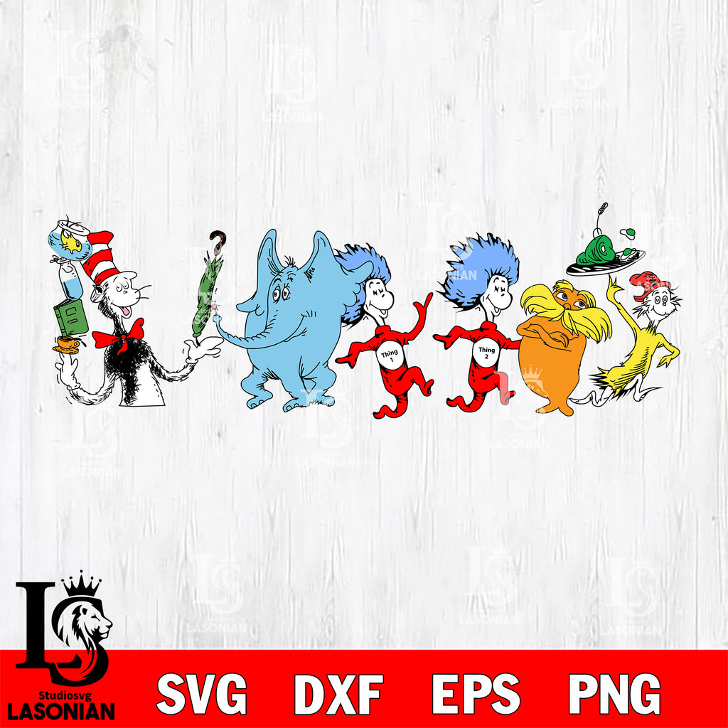 Dr Seuss svg , cat in the hat svg , little miss thing svg, dxf, eps ,p ...