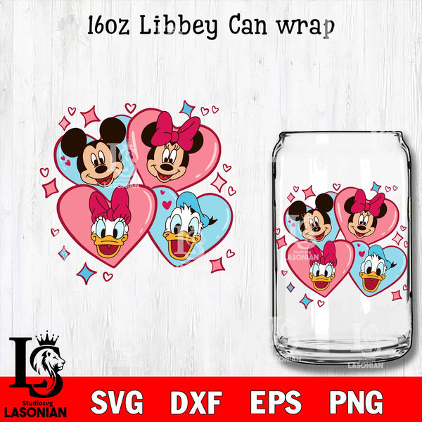 Disney valentines 16oz Libbey Can Glass, Valentines Day Tumbler Wrap s –  lasoniansvg